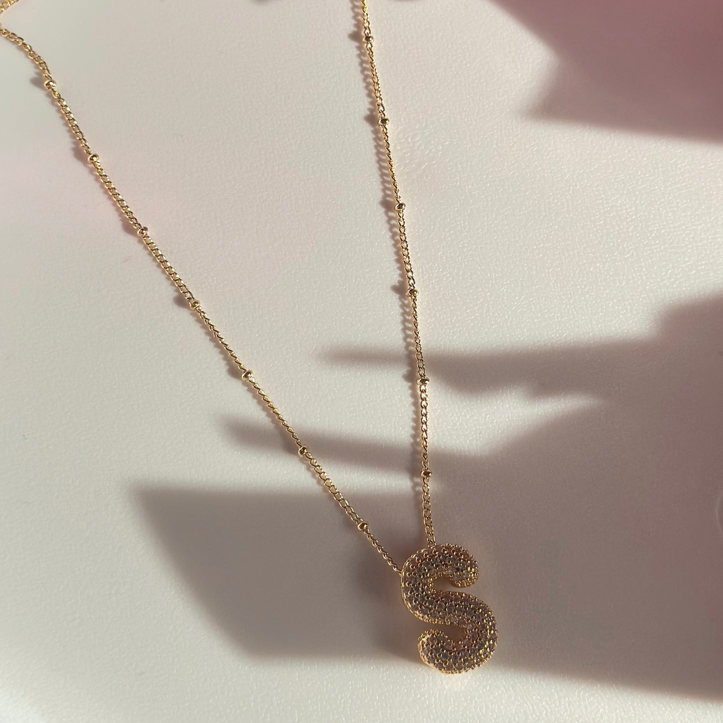 Crystal Bubble Initial Necklace