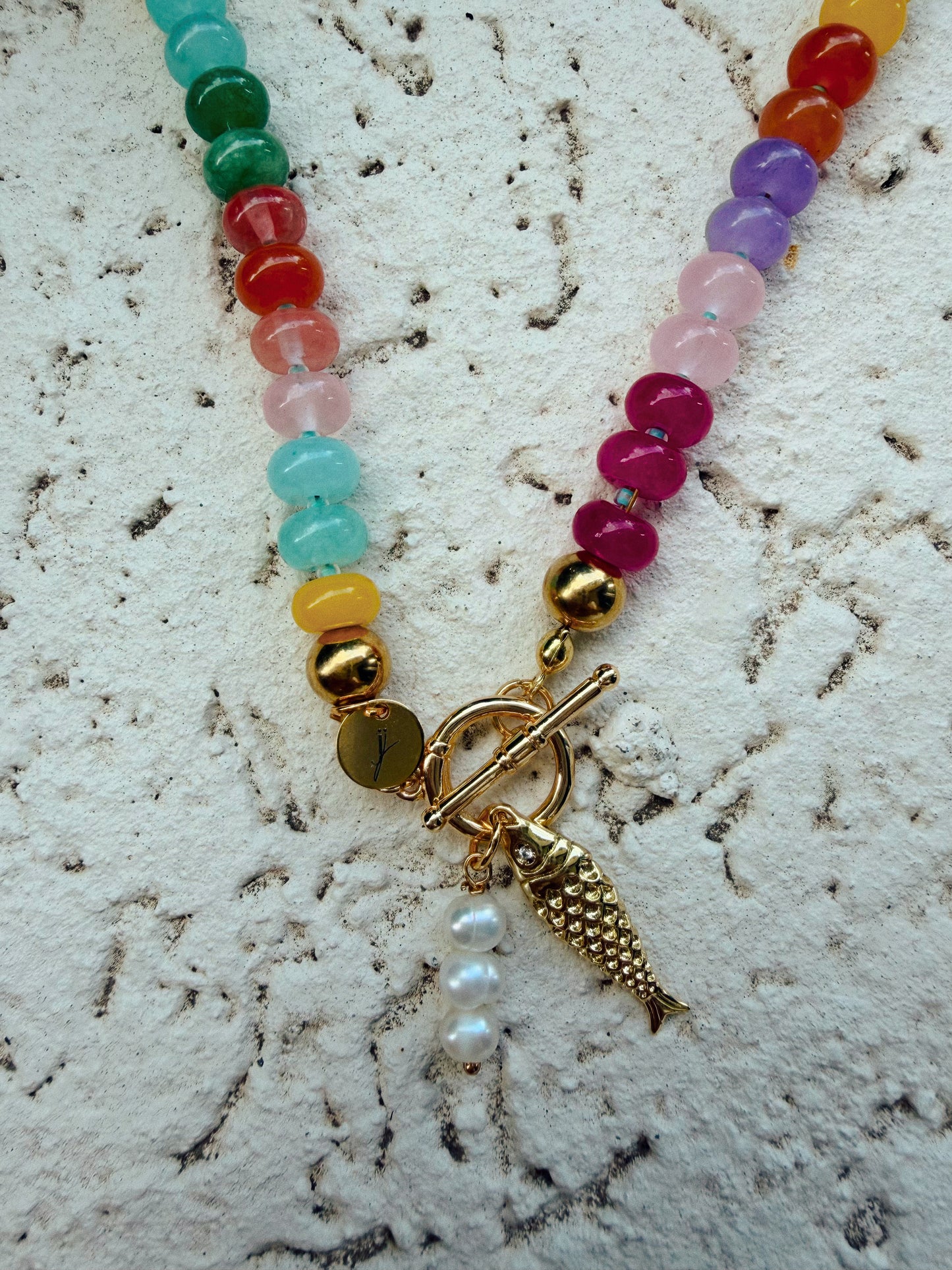 Colorful Beaded Charm Necklace