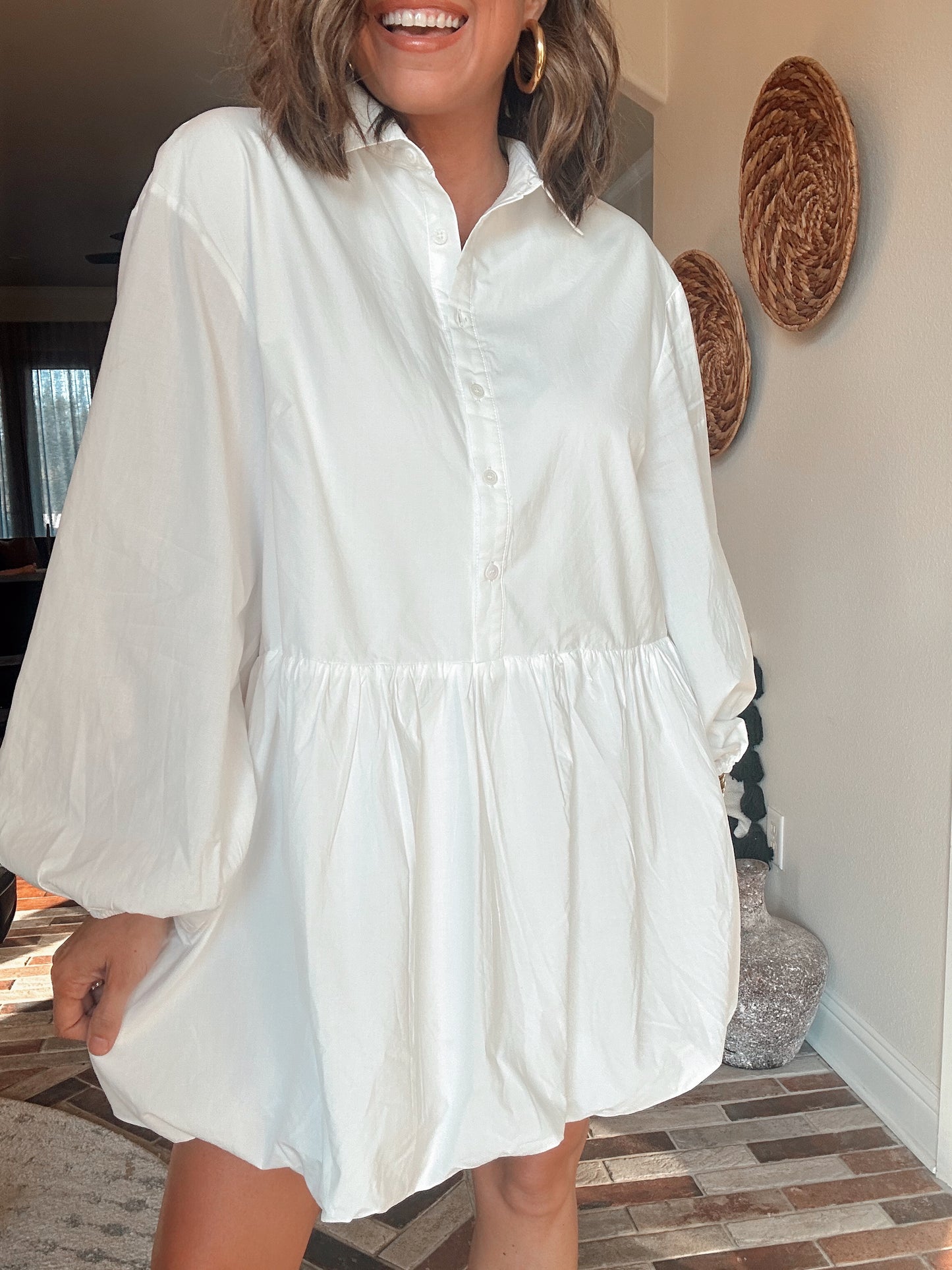Bubble Hem Shirt Dress