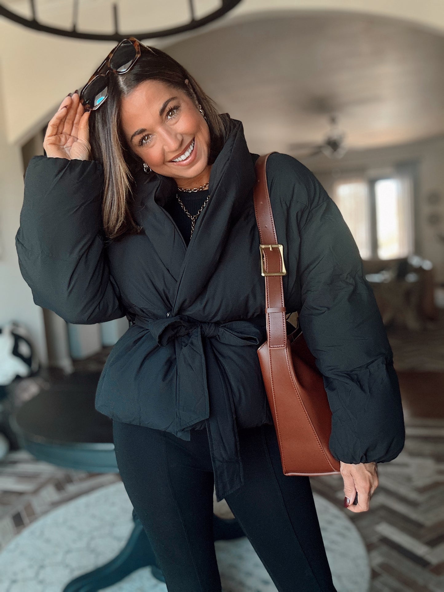 Waist Tie Puffer Coat