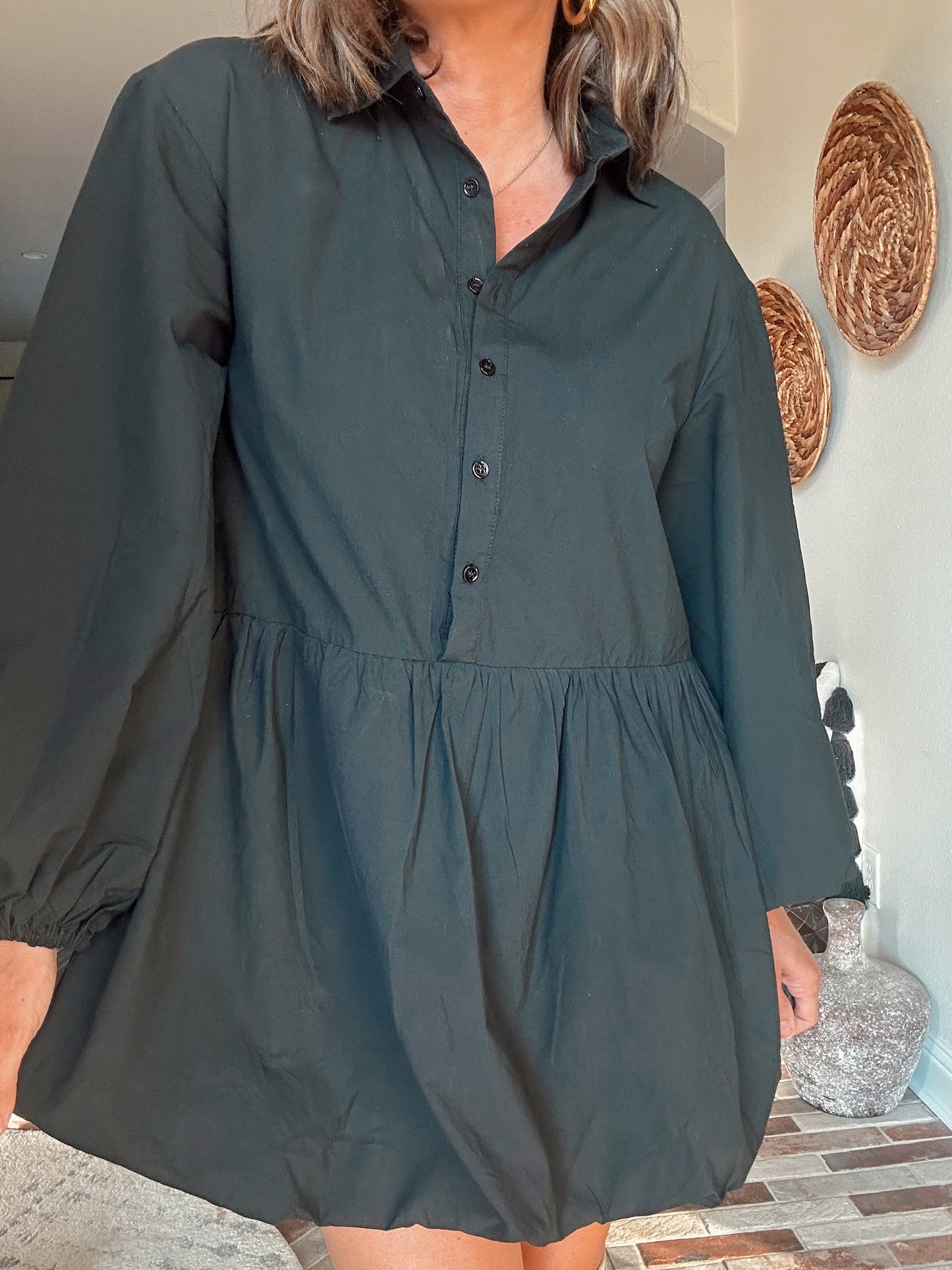 Bubble Hem Shirt Dress