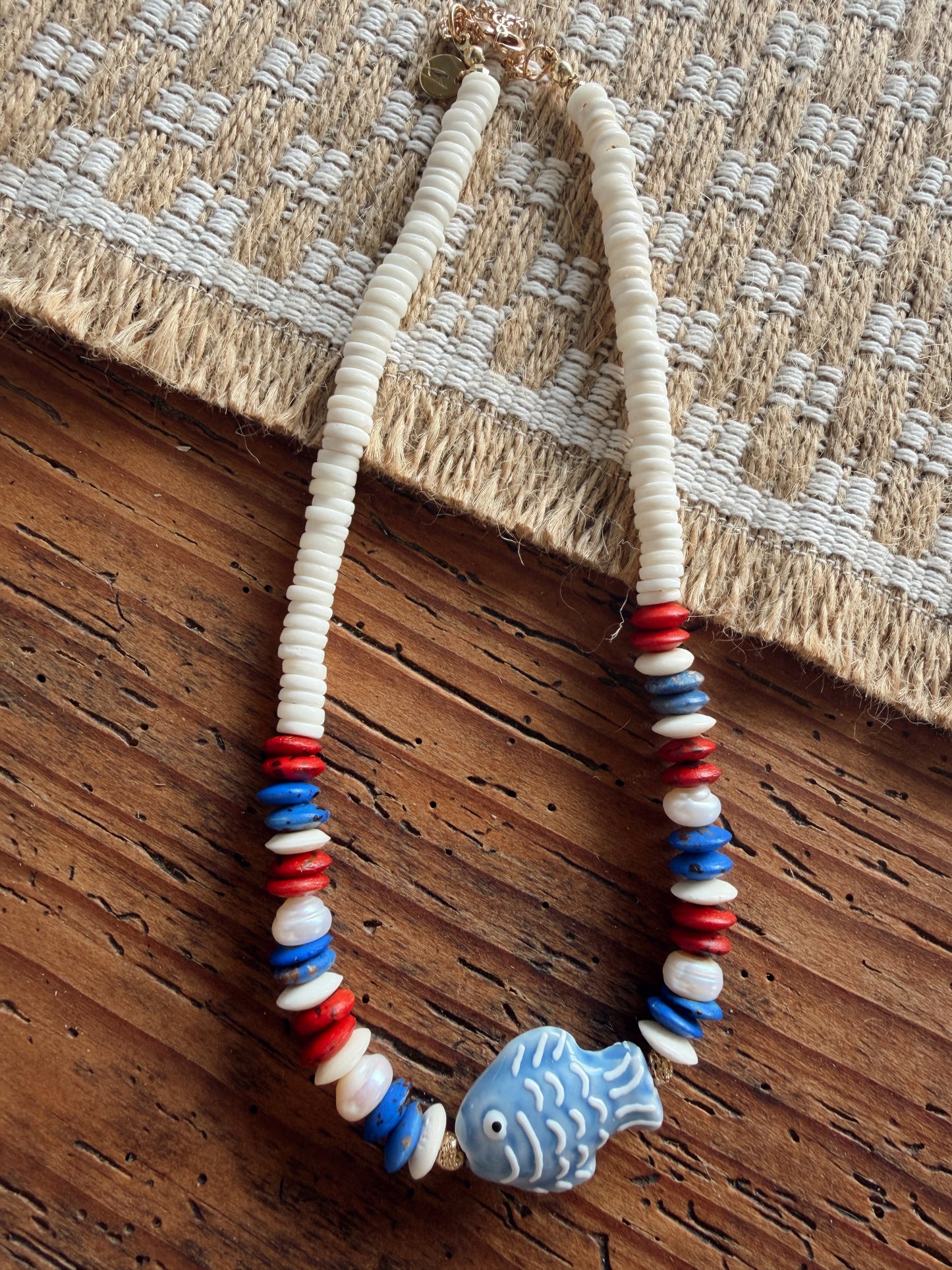 Red White & Bluegill Necklace