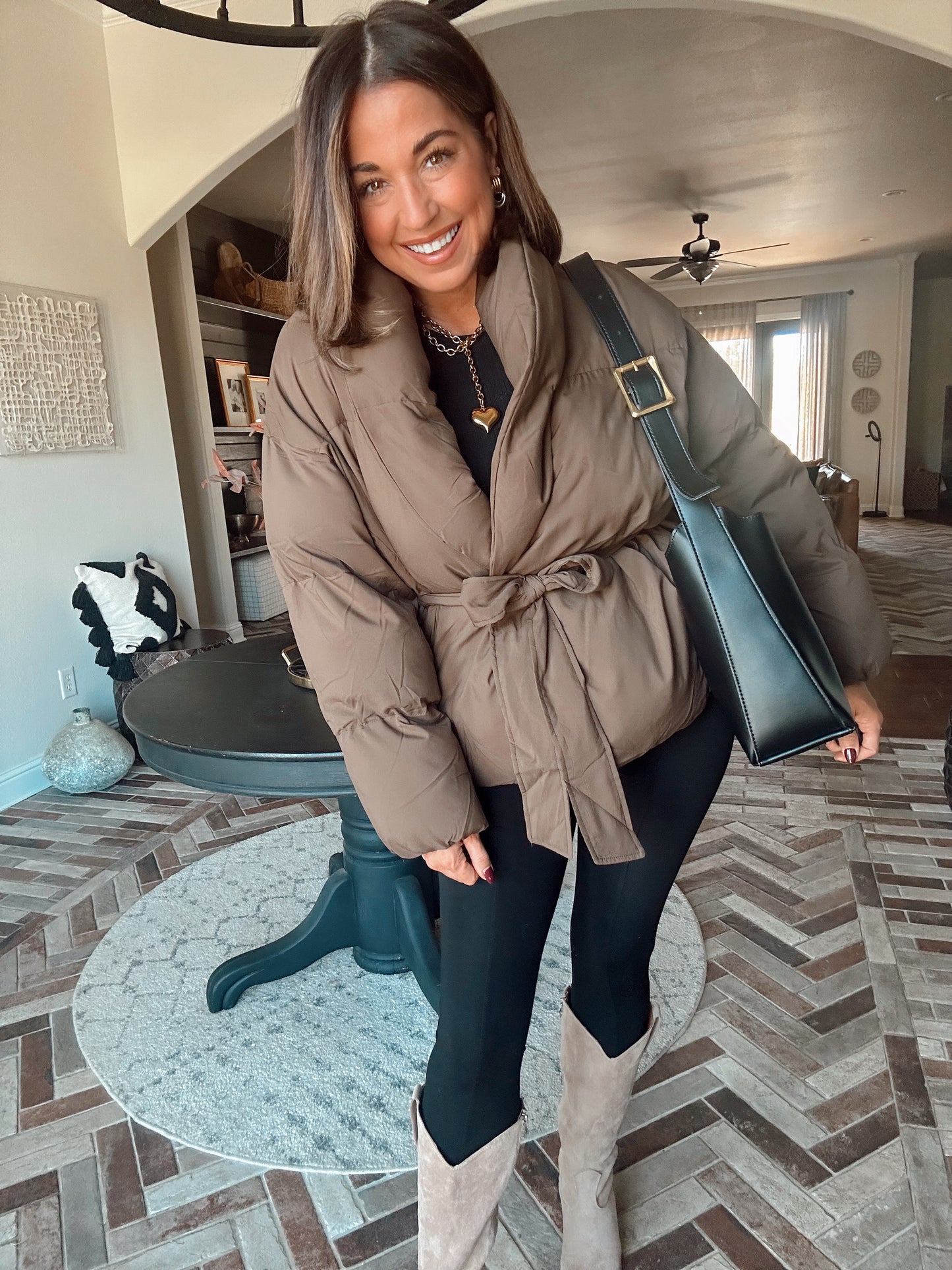 Waist Tie Puffer Coat