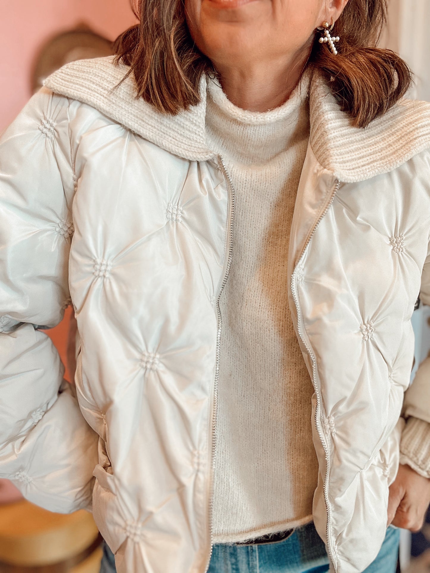 Neutral Quilted Puffer