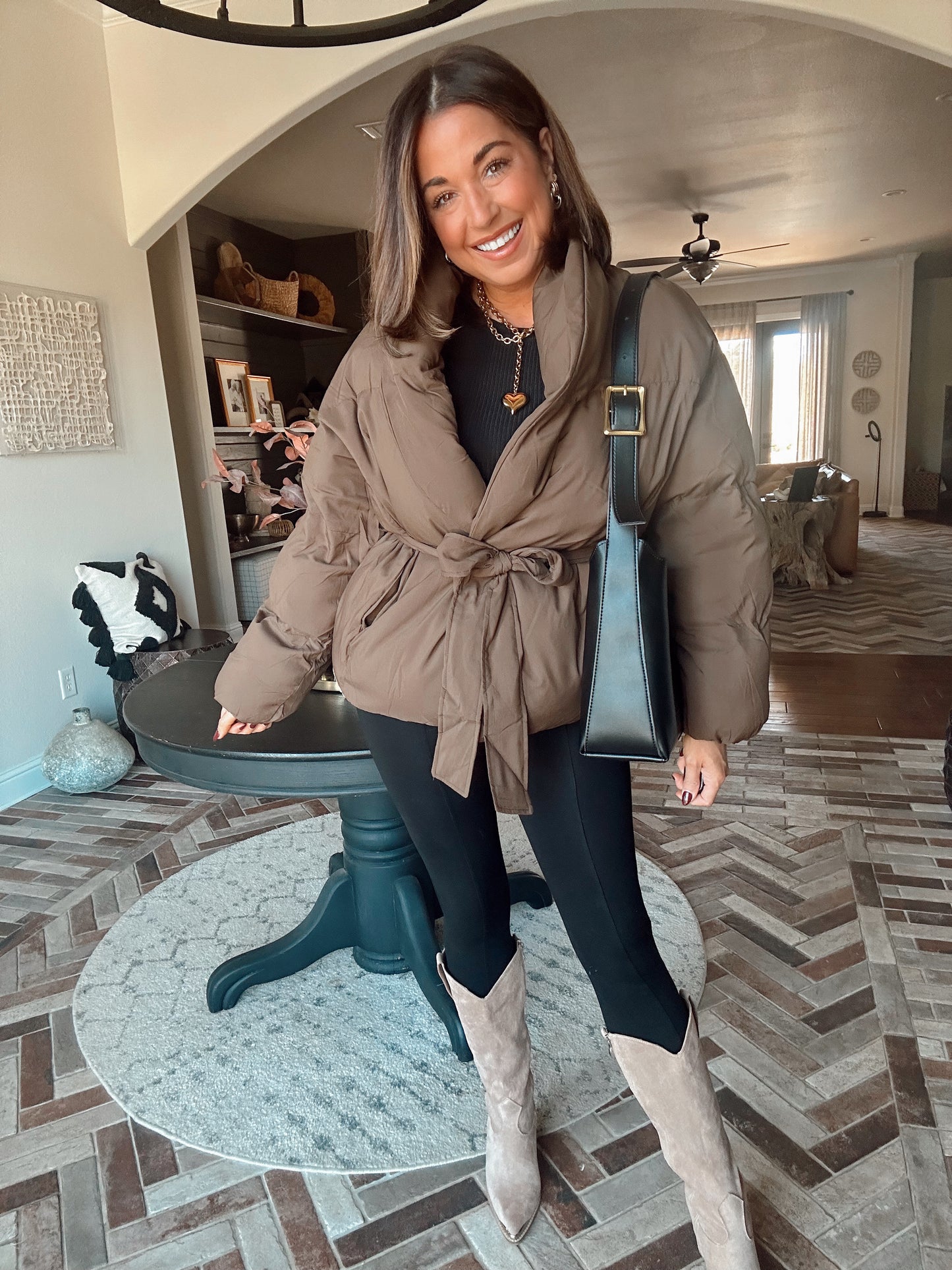 Waist Tie Puffer Coat