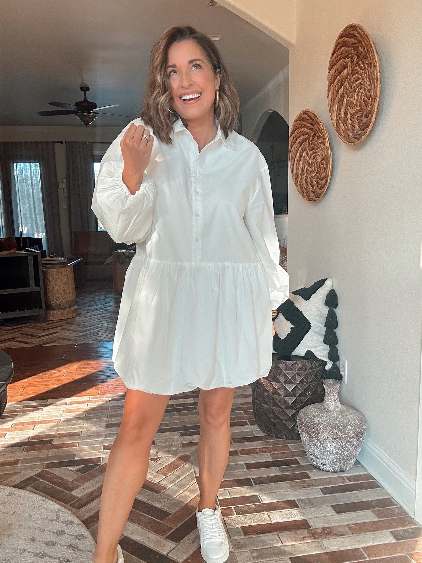 Bubble Hem Shirt Dress
