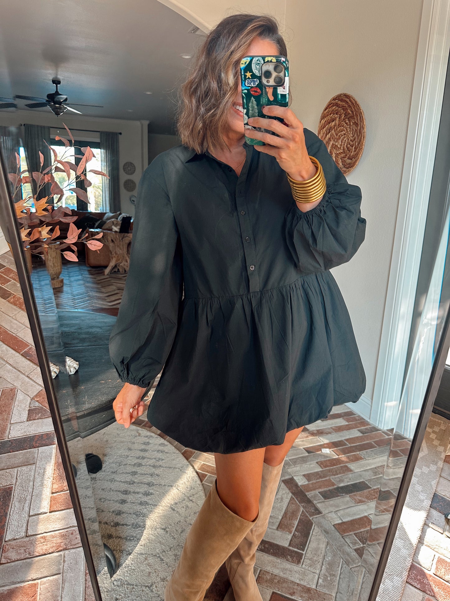 Bubble Hem Shirt Dress
