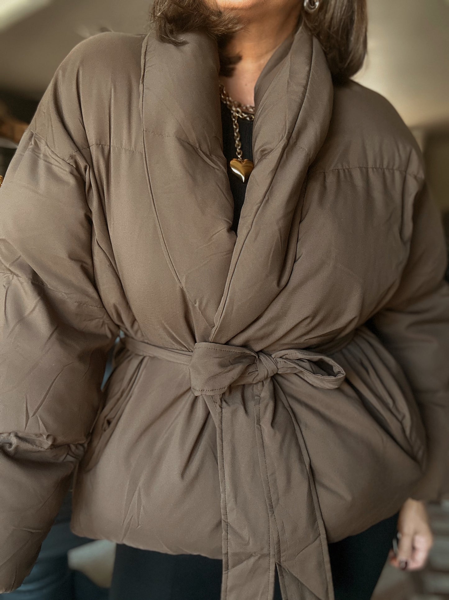 Waist Tie Puffer Coat