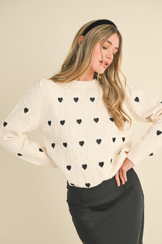 Neutral Luxe Heart Sweater