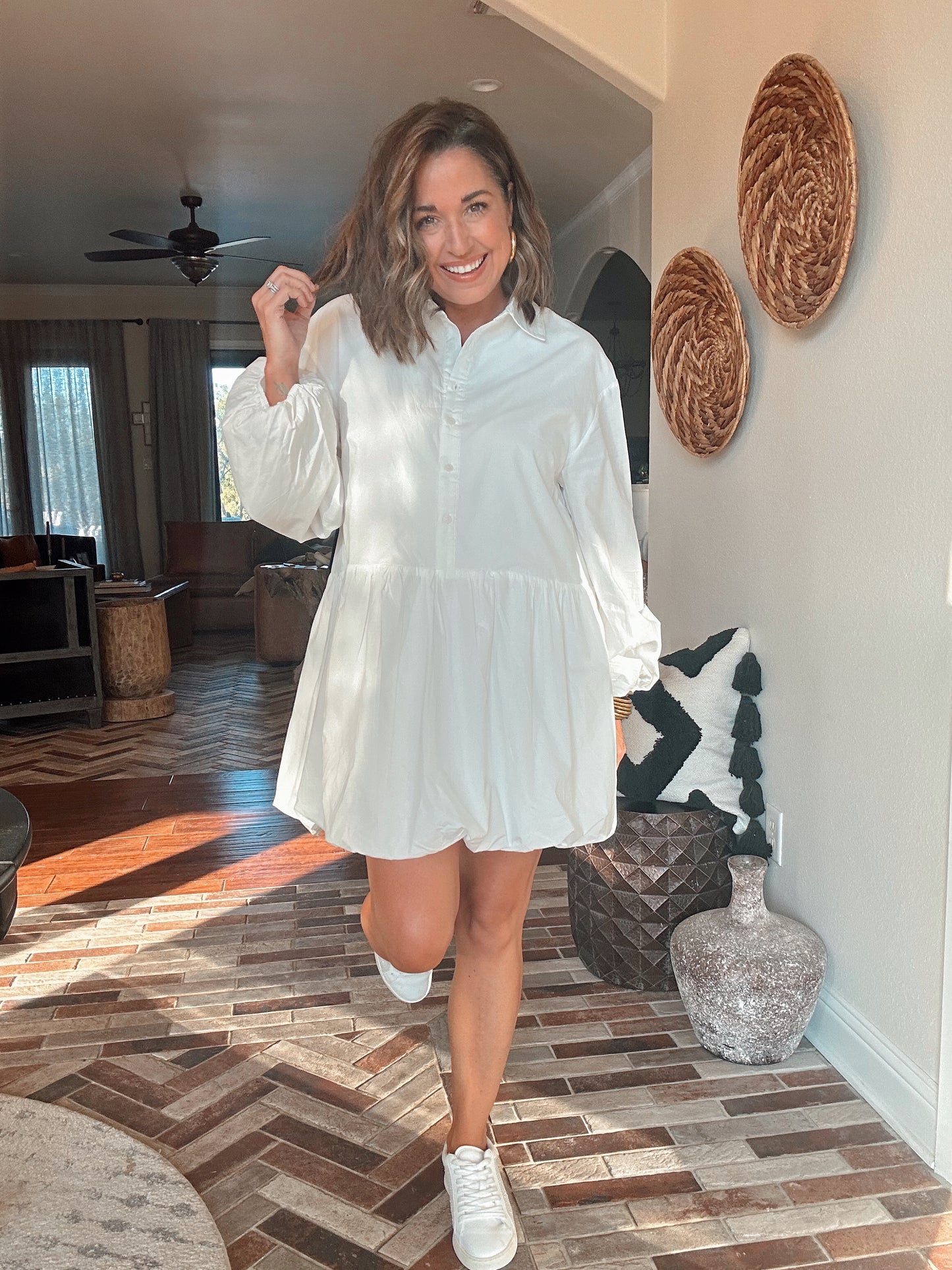 Bubble Hem Shirt Dress