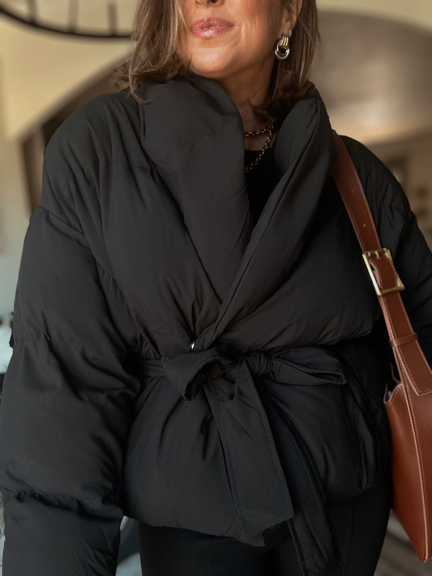 Waist Tie Puffer Coat
