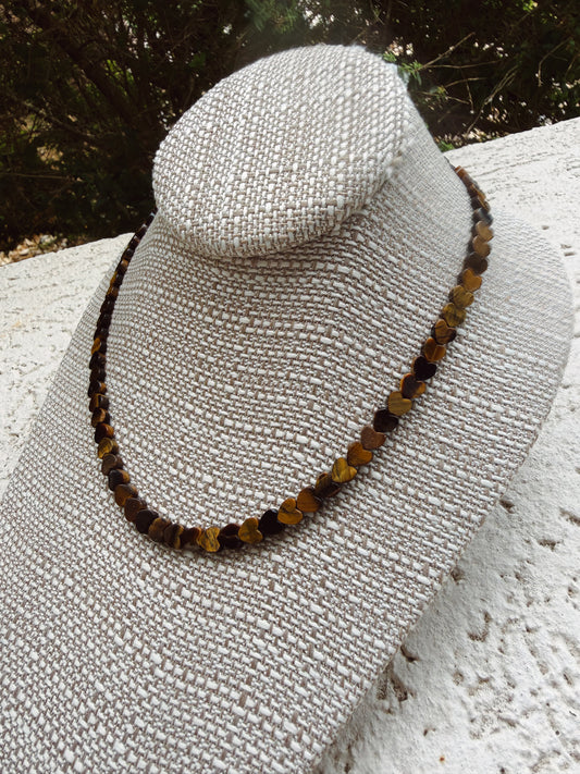 Tiger’s Eye Dainty Heart Necklace