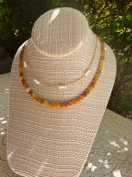 Yellow Jade Dainty Heart Necklace