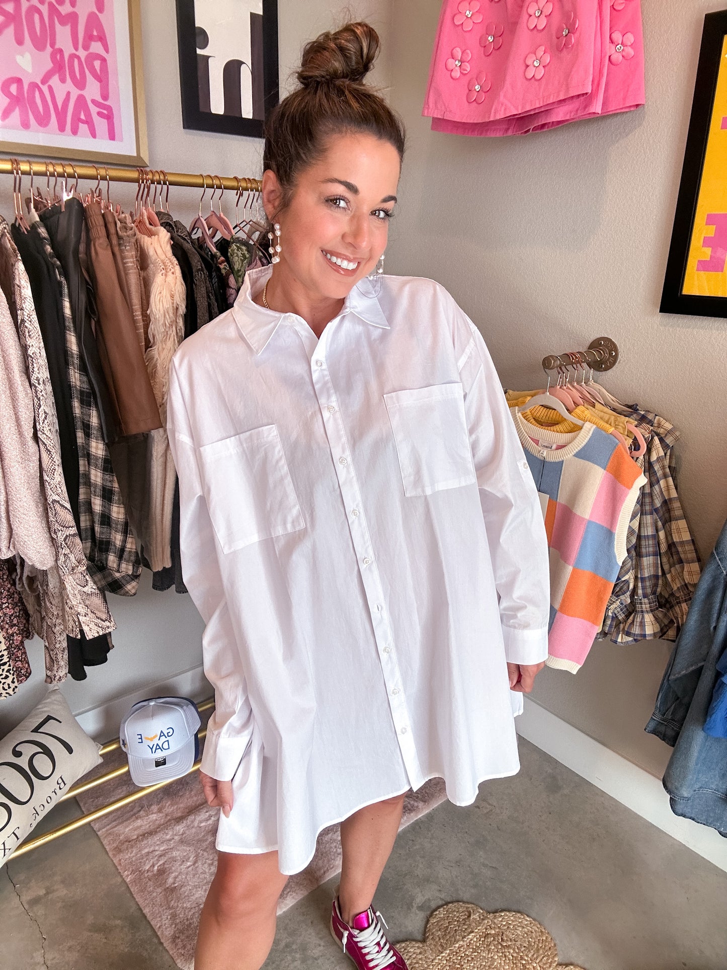 Pretty Poplin Shirt Dress