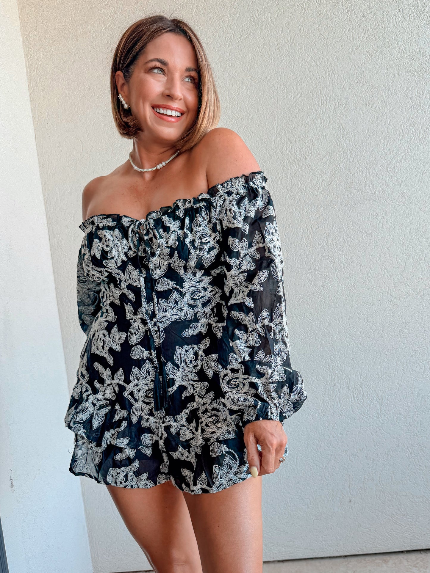 Lace Embroidered Romper