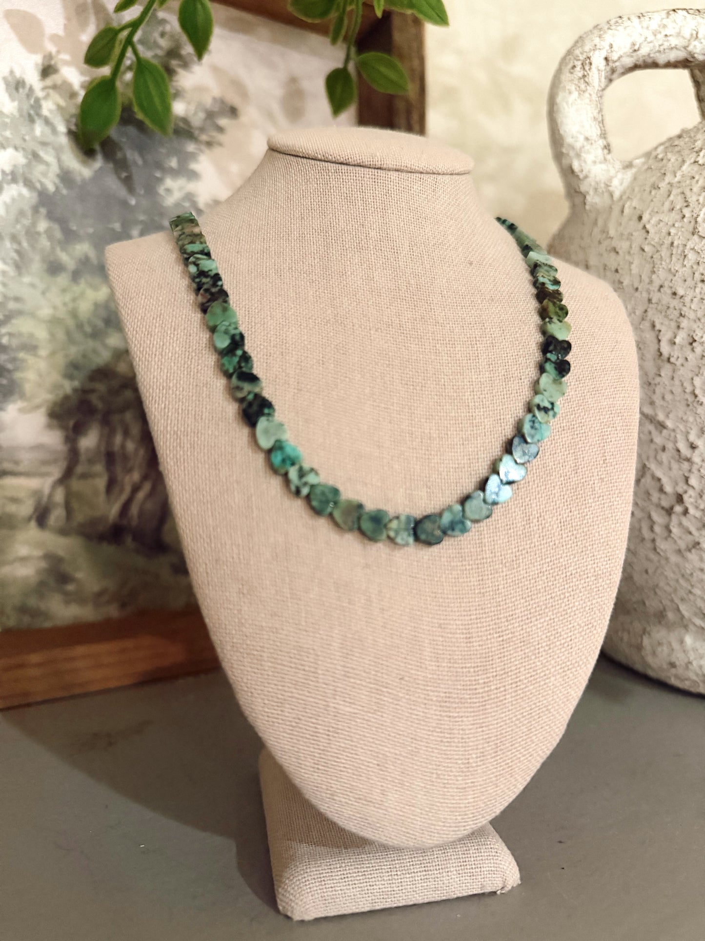 African Turquoise Dainty Heart Necklace
