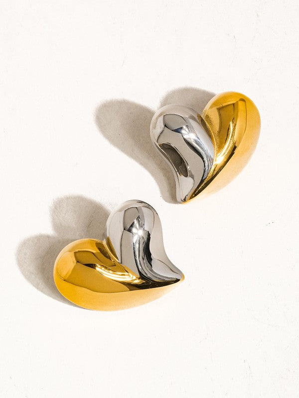 Mix Media Heart Studs