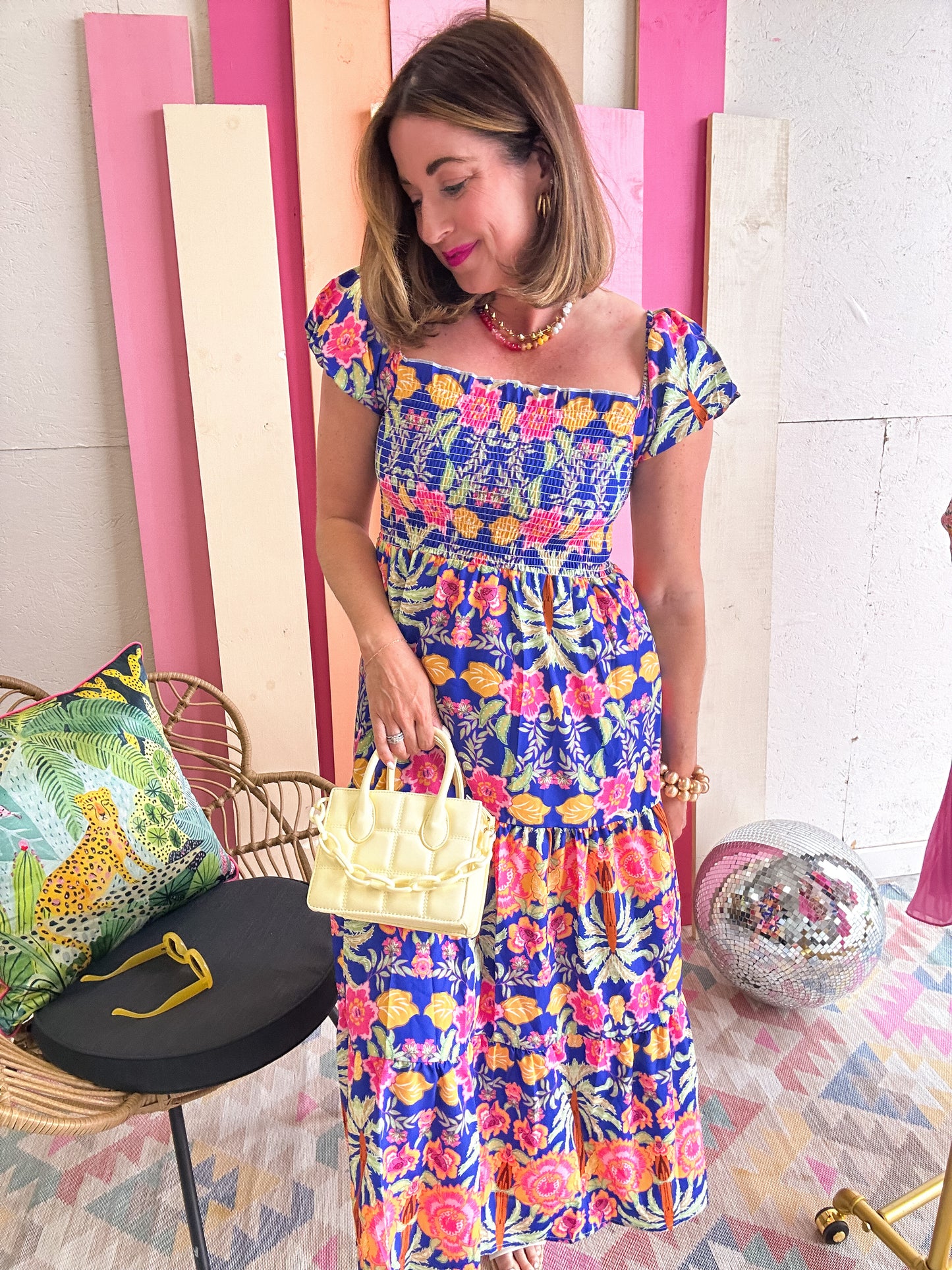 Royal Palm Floral Maxi Dress