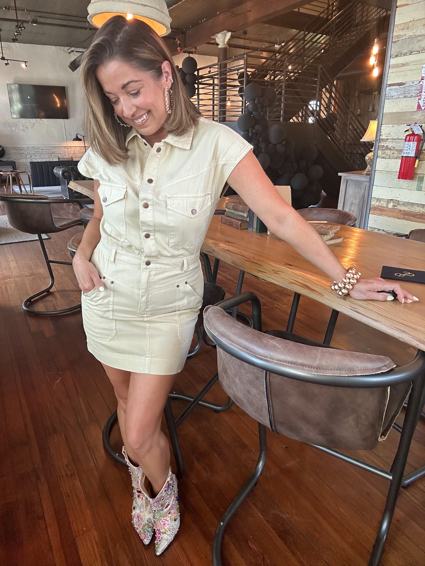 Kelli Khaki Cargo Minidress