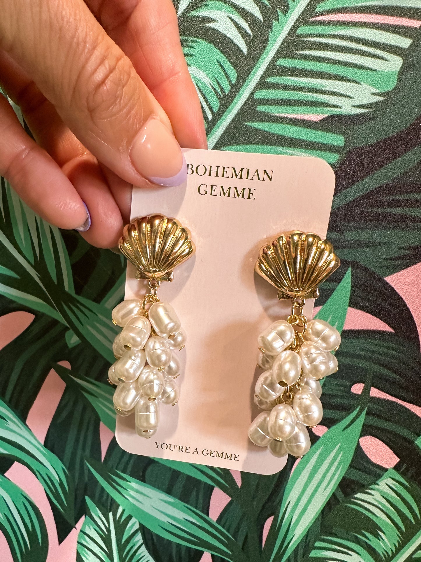 Seashell Pearl Earrings