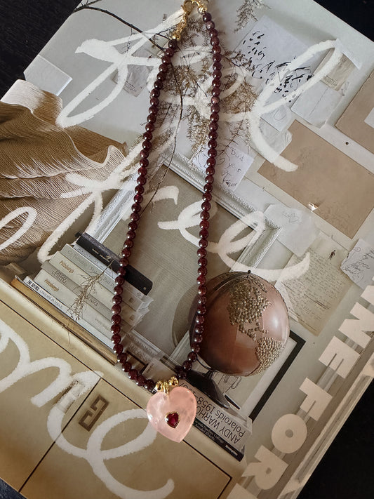 Garnet Heart Gemstone Necklace