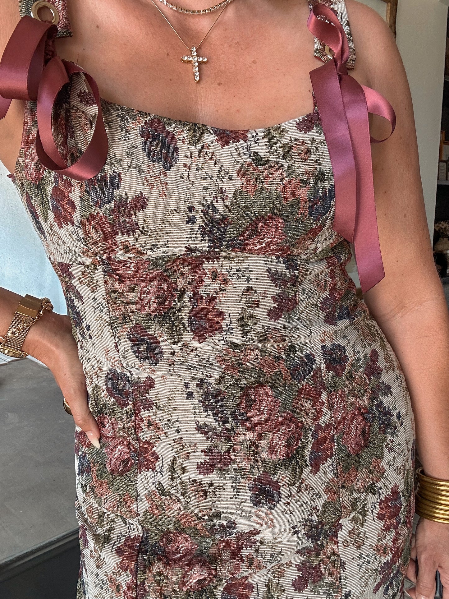 Tate Bow Tapestry Dress