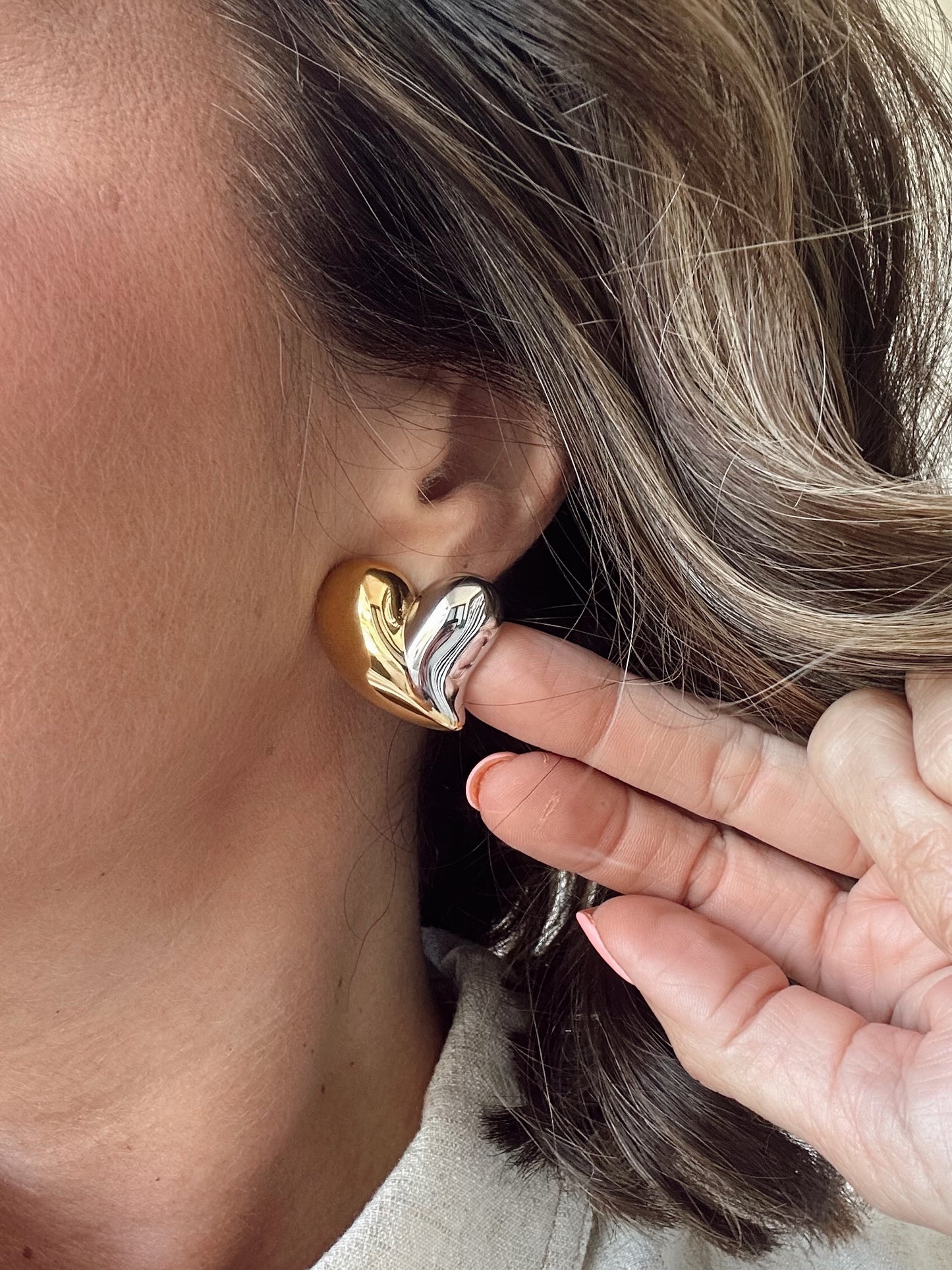 Mix Media Heart Studs