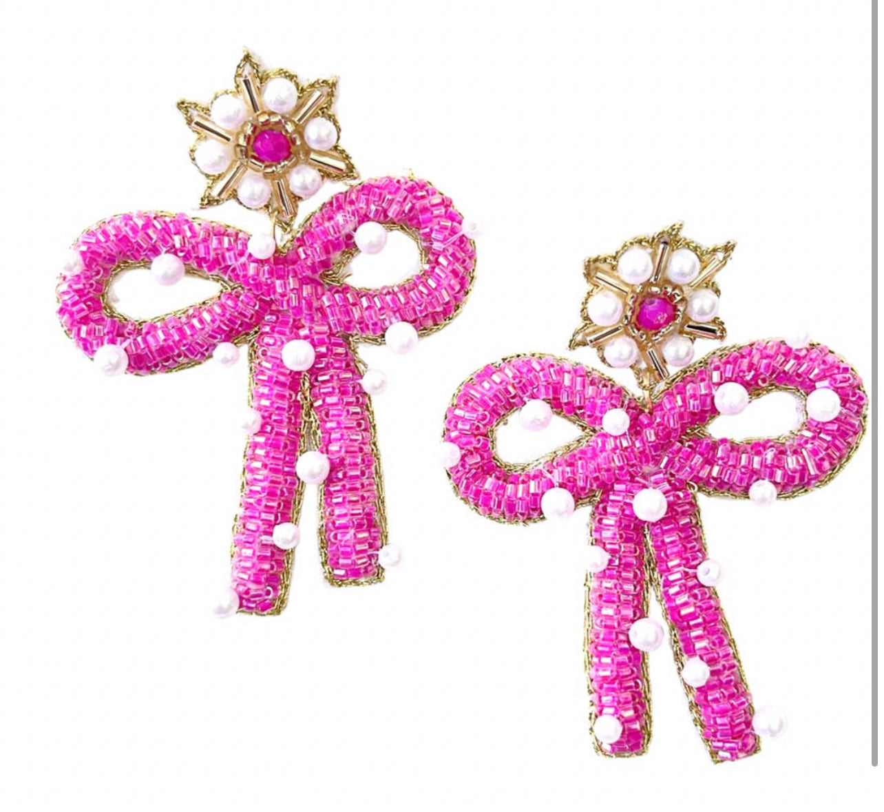 Preppy Pink Bow Earring