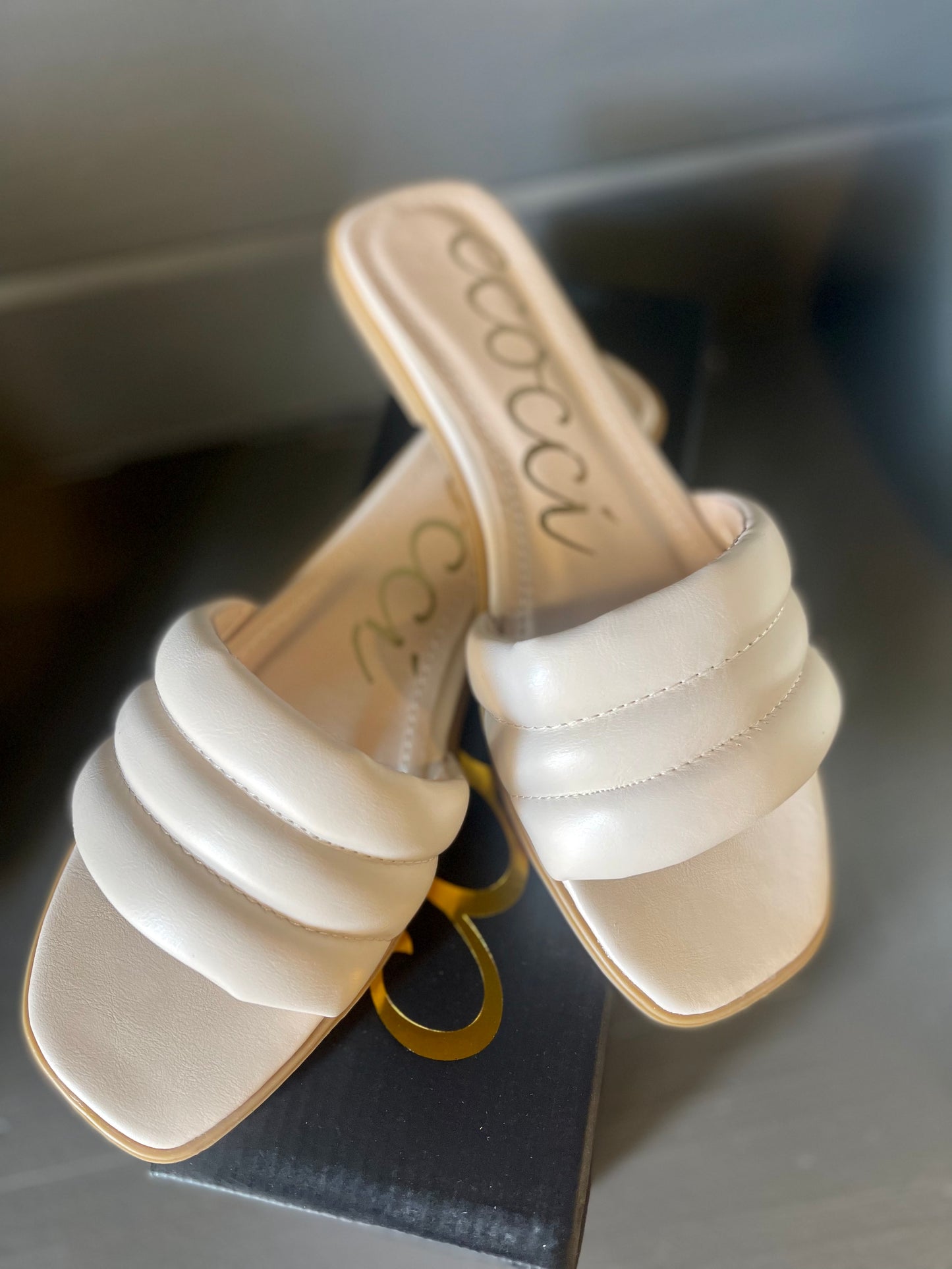 Austin Cream Leather Slides