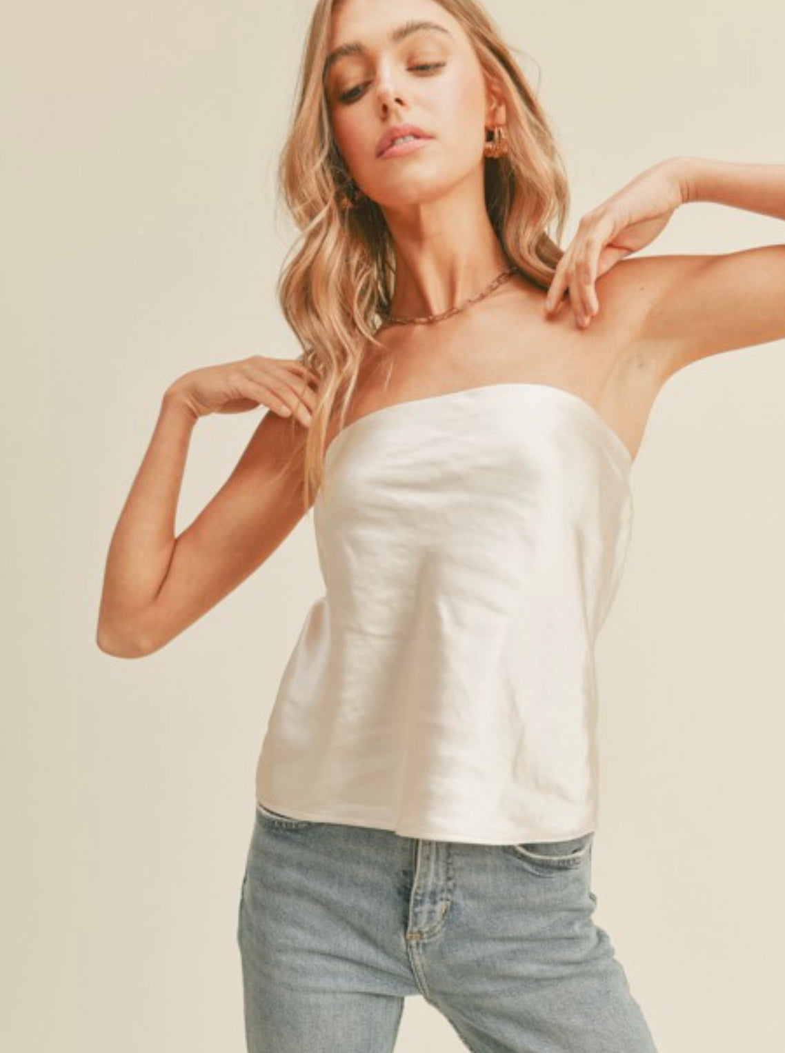 Champagne Nights Satin Tube Top