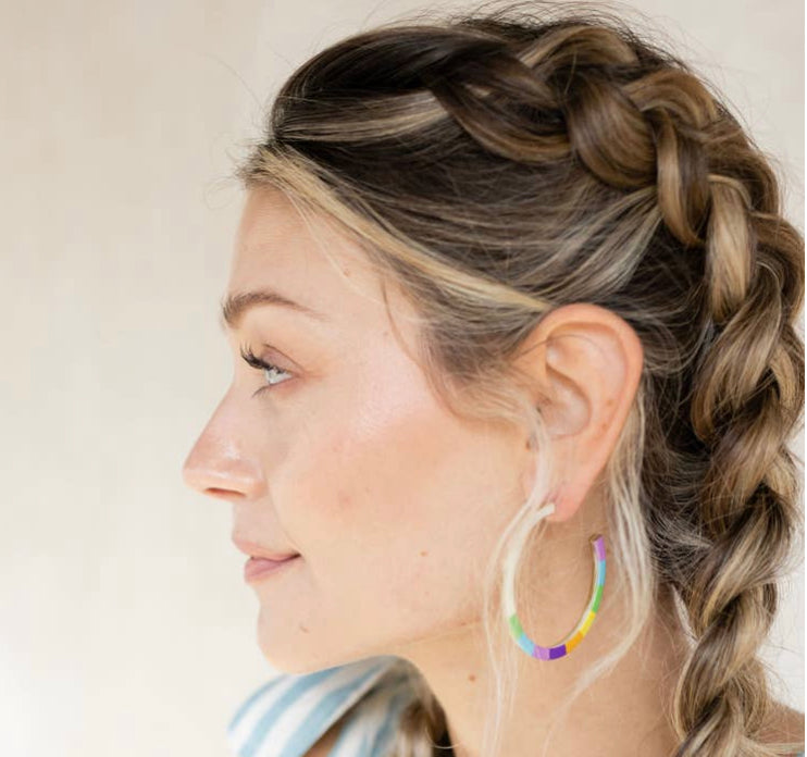 Skinny Rainbow Hoop Earrings
