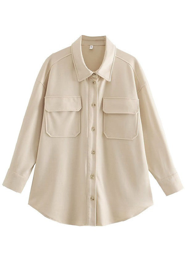 Solid Button Down Shacket