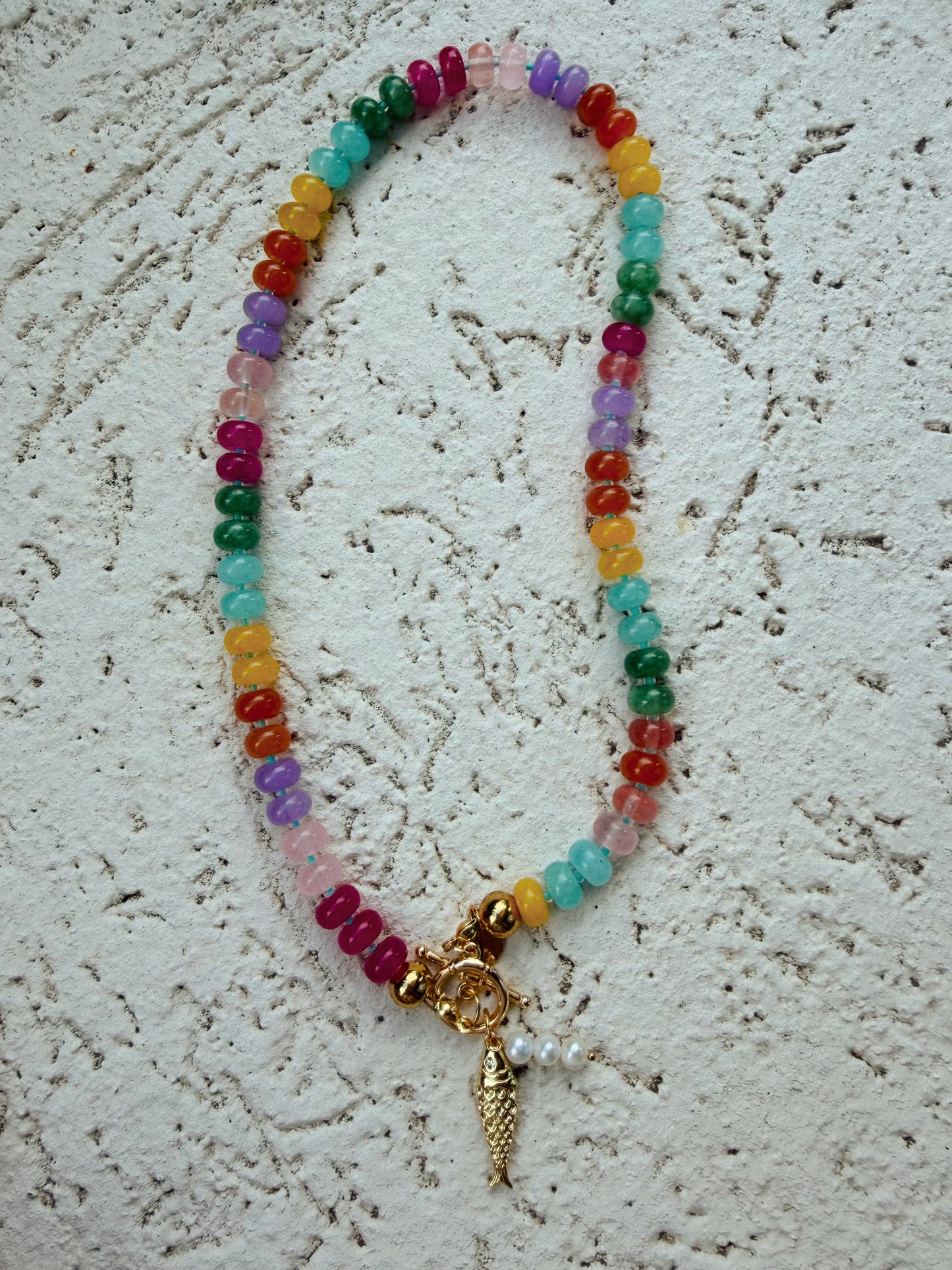 Colorful Beaded Charm Necklace