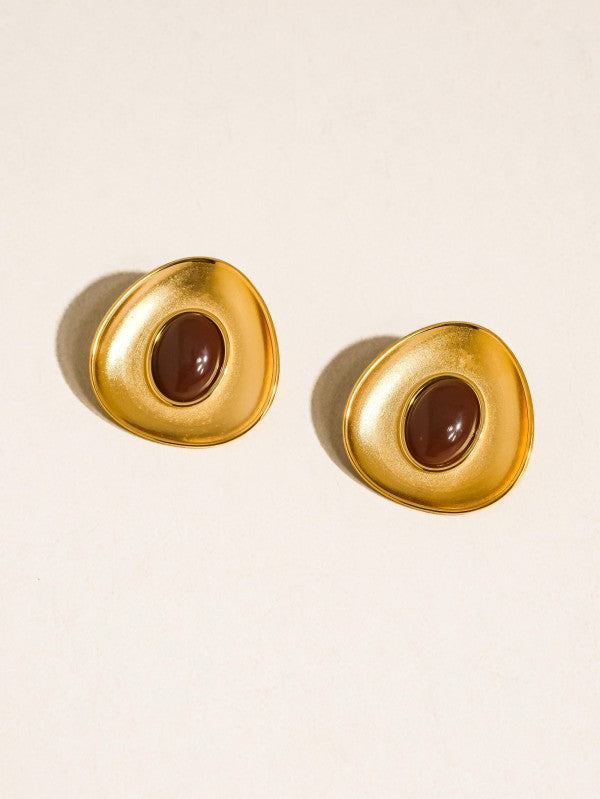 Gemstone Oval Earrings