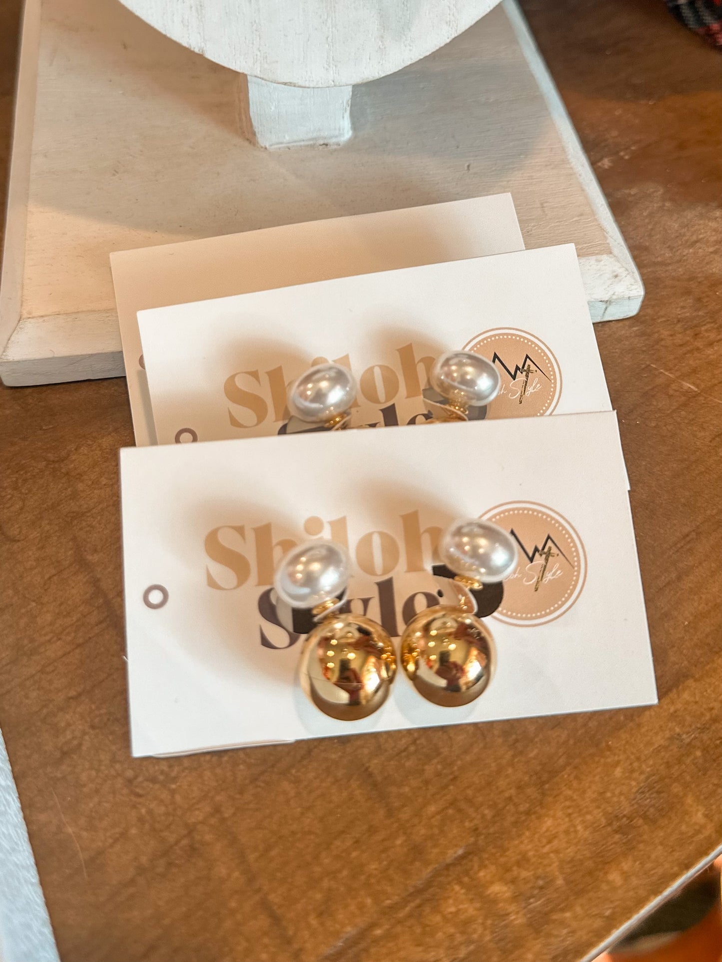 Pearl and Gold Double Stud Earrings