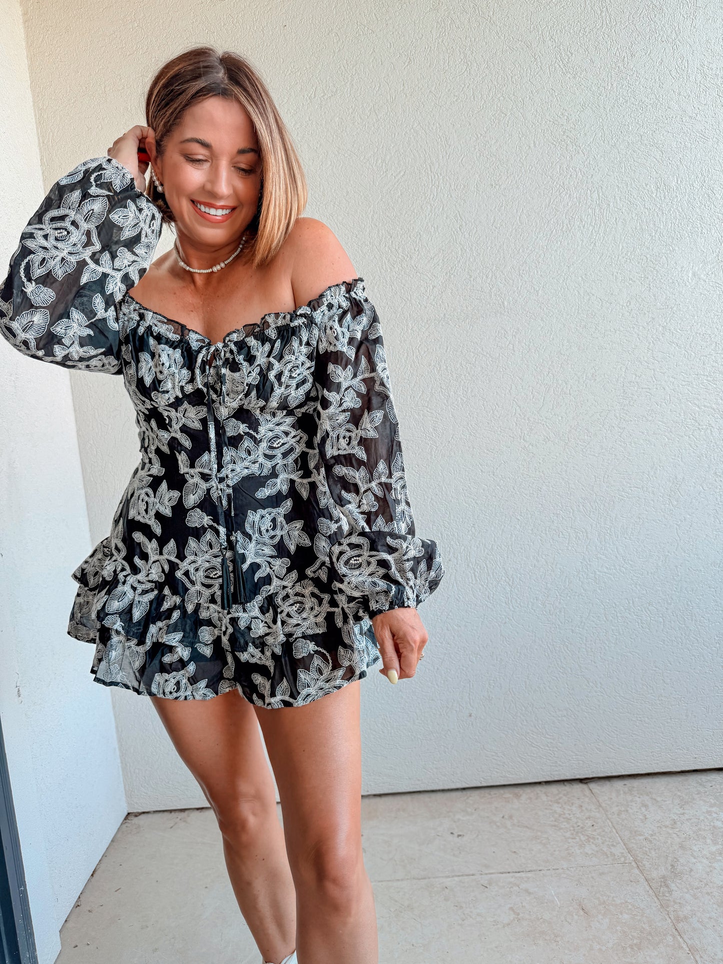Lace Embroidered Romper
