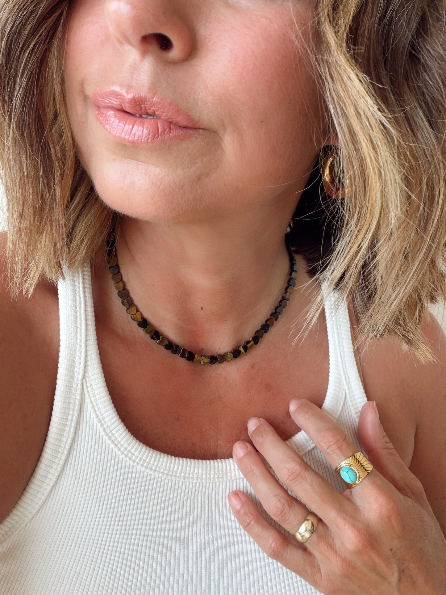 Tiger’s Eye Dainty Heart Necklace