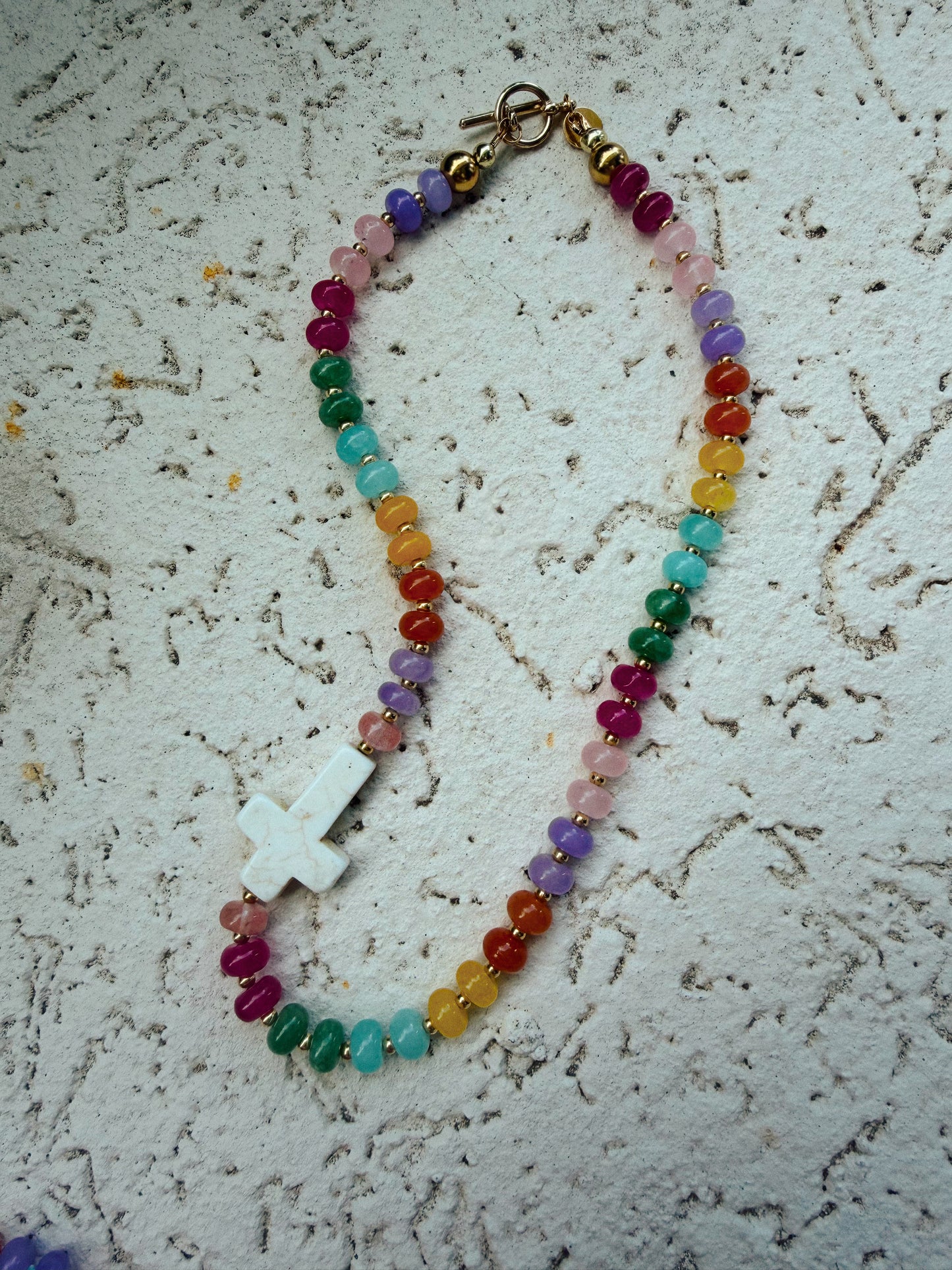 Colorful Cross Beaded Necklace
