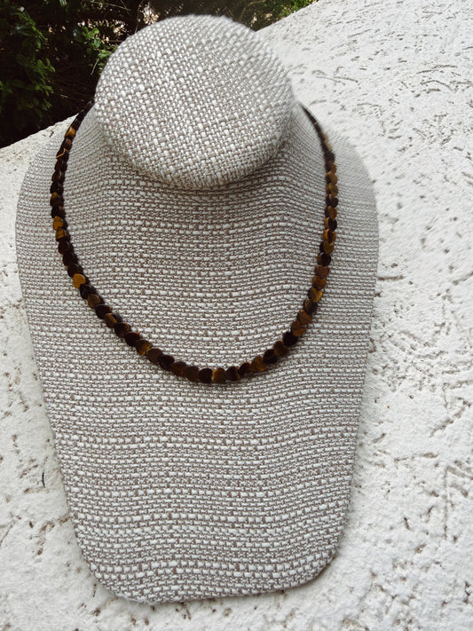 Tiger’s Eye Dainty Heart Necklace