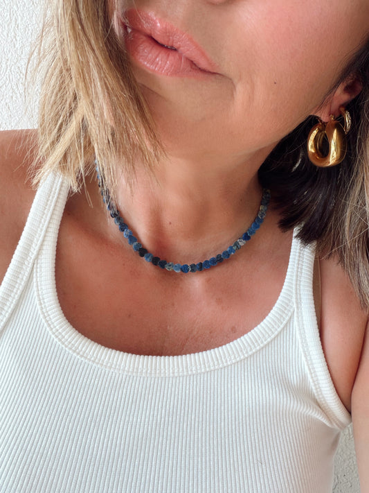 Blue Jasmine Dainty Heart Necklace