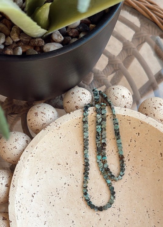 African Turquoise Dainty Heart Necklace