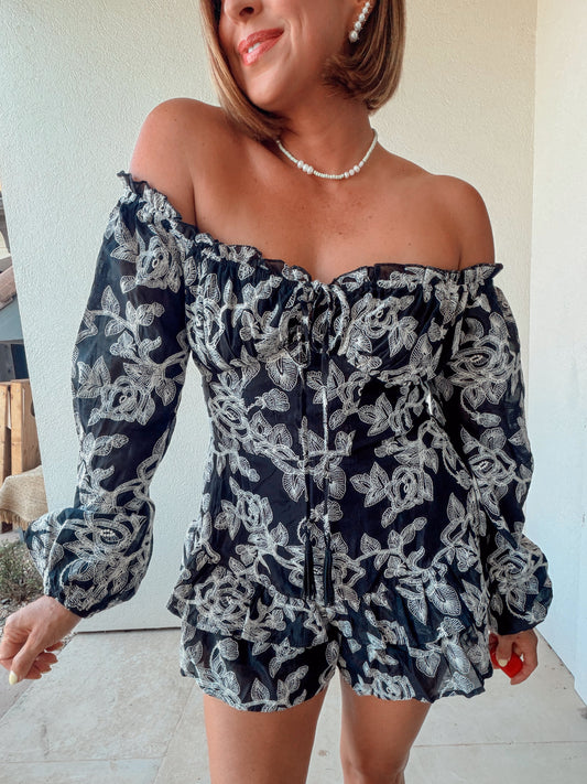 Lace Embroidered Romper