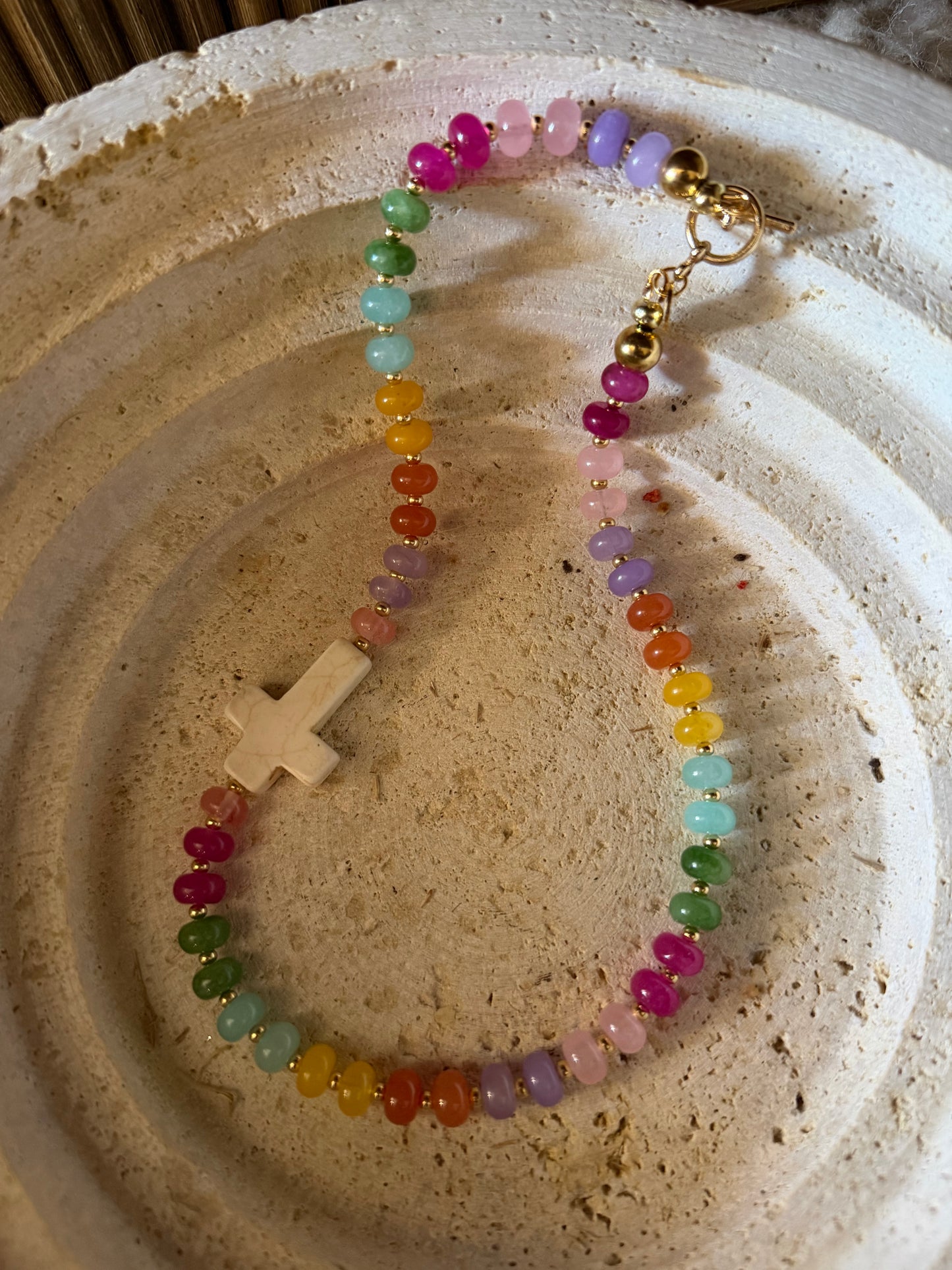 Colorful Cross Beaded Necklace