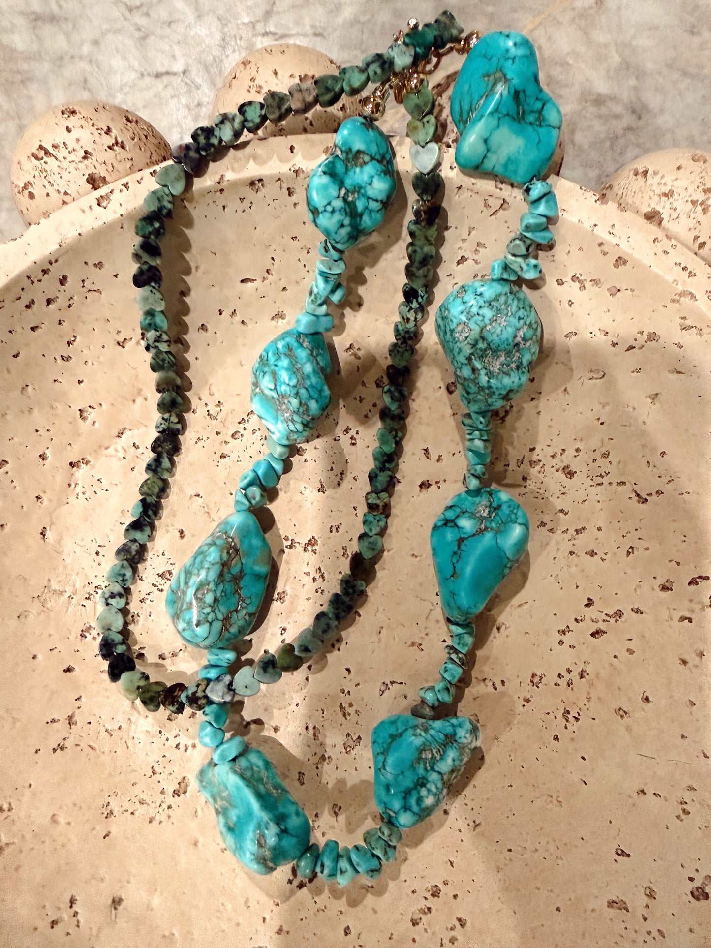 African Turquoise Dainty Heart Necklace