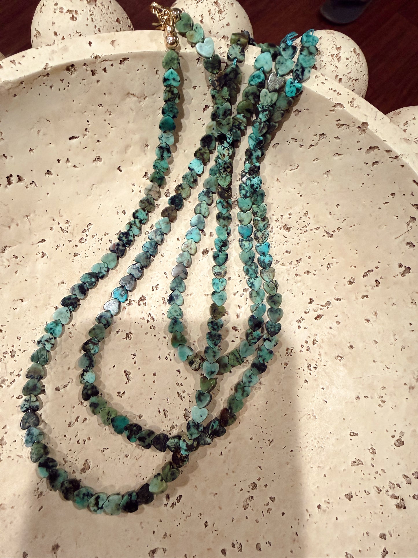 African Turquoise Dainty Heart Necklace