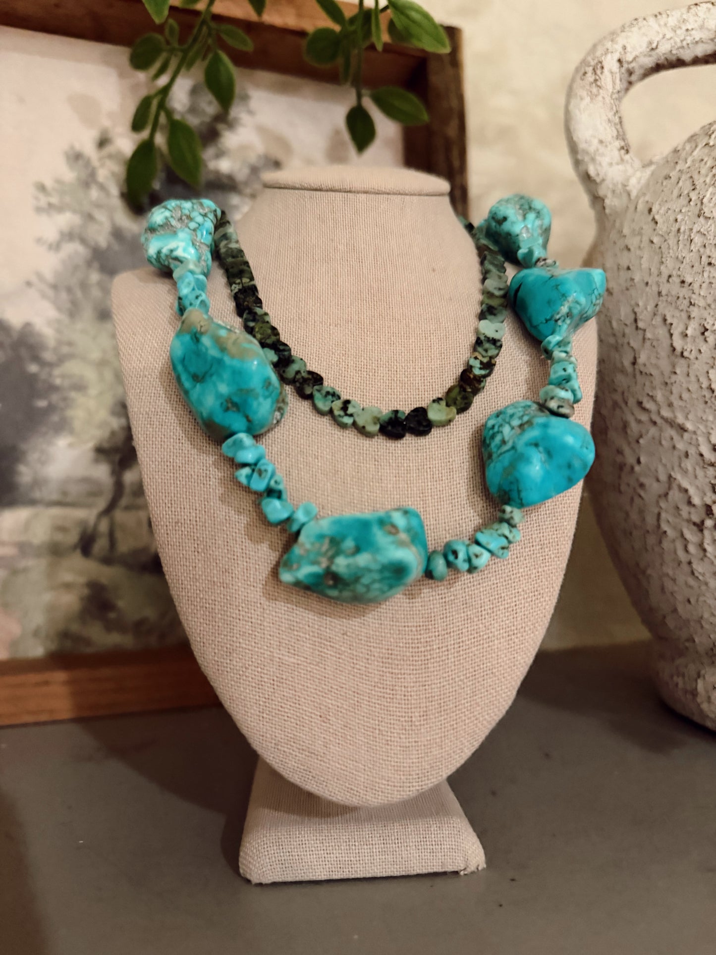 African Turquoise Dainty Heart Necklace