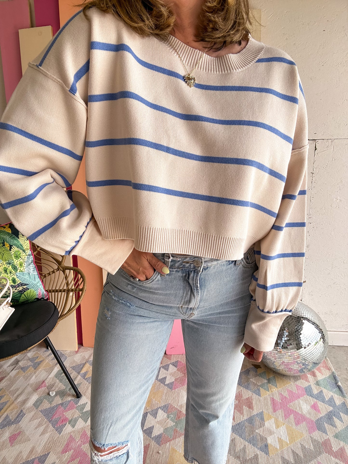 Summer Blues Stripe Sweater