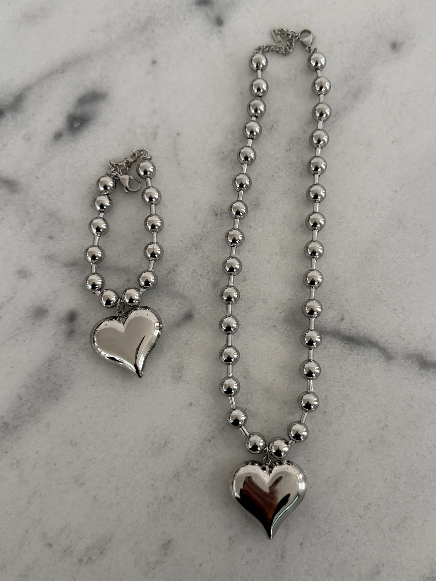 Silver Bubble Heart Necklace