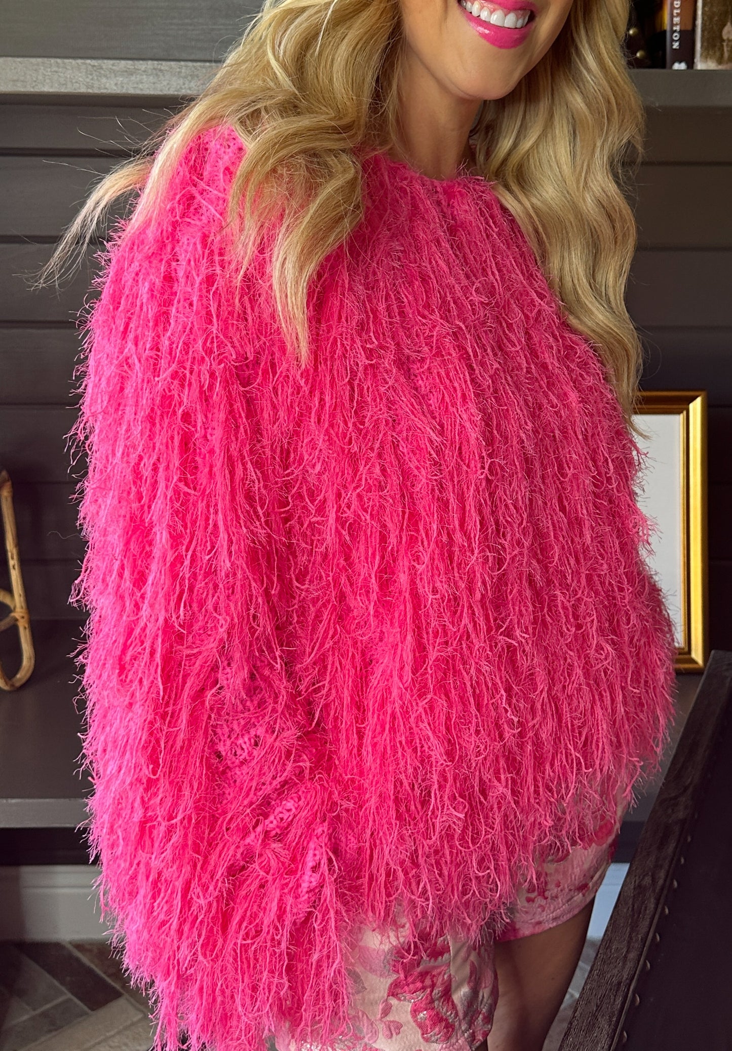 Tickle Me Pink Fuzzy Sweater