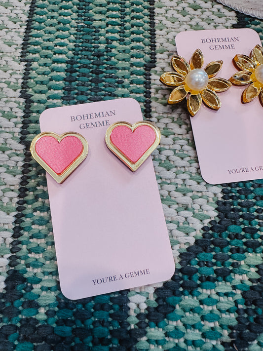 Bubblegum Pink Heart Stud Earring